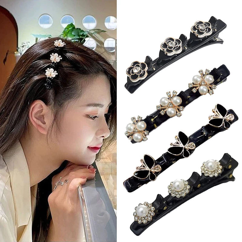 Black Braided Hair Pin Hair Clip 6 pcs