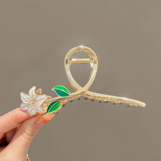 White Flower Metal Hair Claw Clip 1 pcs
