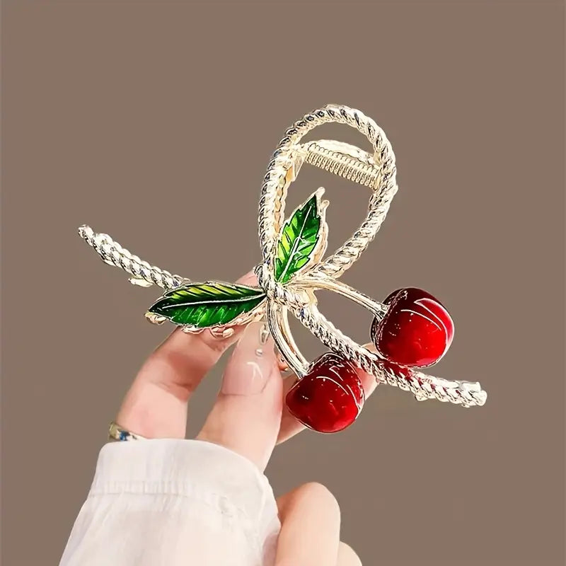 Red Cherry Metal Claw Clip 1 Pcs