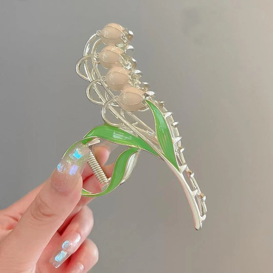 Pink Lily Flower Metal Hair Claw Clip 1 pcs