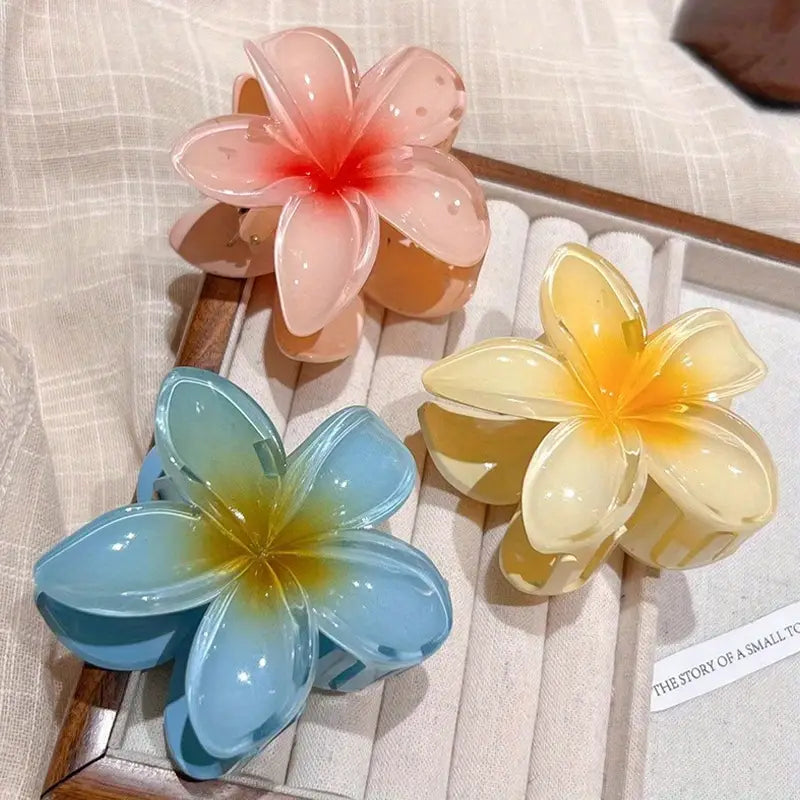 Flower Hair Clutcher Hair Claw Clip (Same Color) 3 pcs