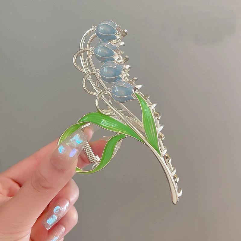 Pink Lily Flower Metal Hair Claw Clip 1 pcs