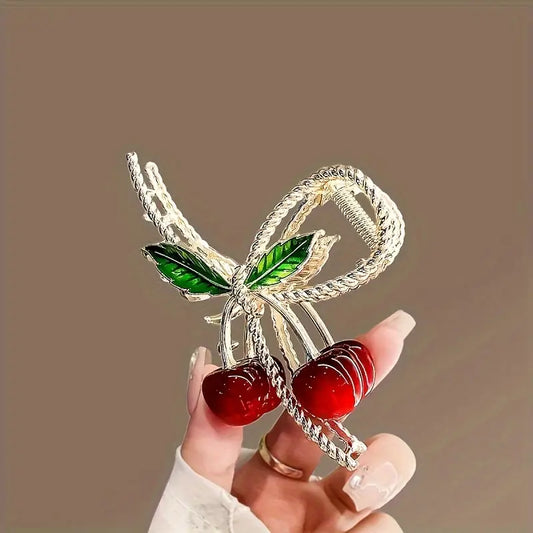 Red Cherry Metal Claw Clip 1 Pcs