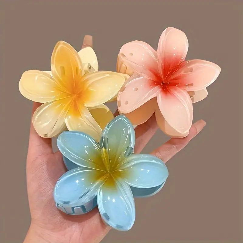 Flower Hair Clutcher Hair Claw Clip (Same Color) 3 pcs